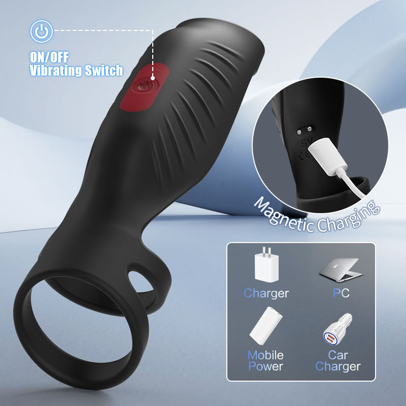 Acmejoy- Skyhawk 10 Vibrations Penis Ring for Couple and SemenSentry Vibrating 2 IN 1 Cock Ring Set