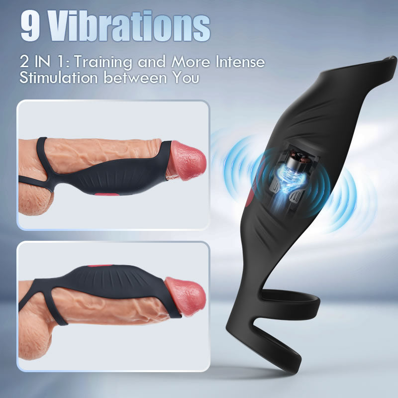 Acmejoy- Skyhawk 10 Vibrations Penis Ring for Couple and SemenSentry Vibrating 2 IN 1 Cock Ring Set