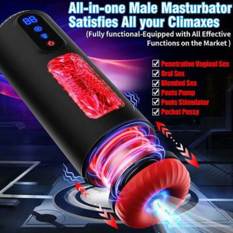 Acmejoy - 9 Telescopic Vibration Sucking Heated Aircraft Male Stroker