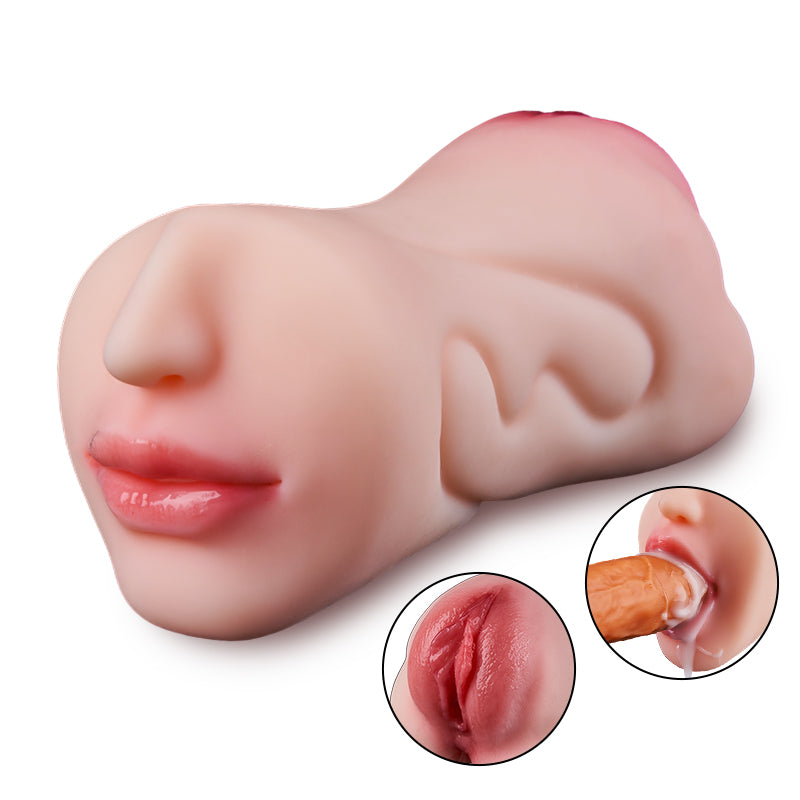 2 IN 1 3D Texture Clitoris Oral Sex Pocket Pussy 1.76 lbs