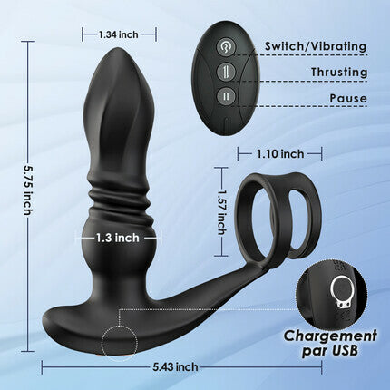 THORY - Thrusting Prostate Massager with Double Cock Rings