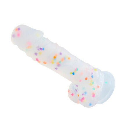 AcmeJoy Transparent Silicone Dildo with Colored Spots 8.07 Inch