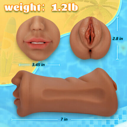 Acmejoy 7.4-Inch Three Channels  Lifelike Mouth Pussy Anus Pocket Pussy