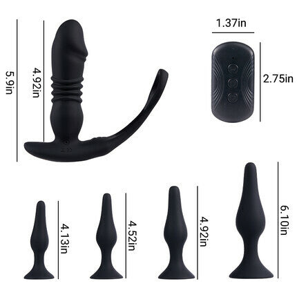 AcmeJoy 6 in 1 Thrusting Vibrating Prostate Massager Set