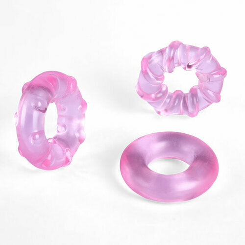 Acmejoy - 3-Piece Set Cock Rings High-Elasticity Tpe Rings For Male Pleasure