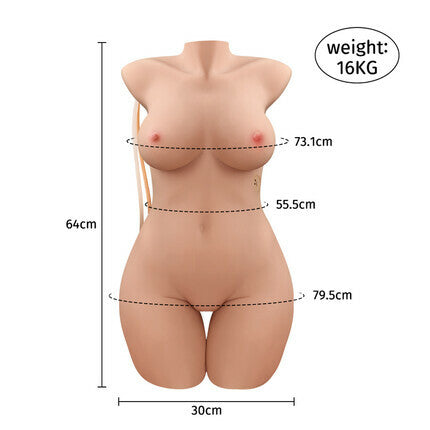 Isabella - 35.27lbs 【Electric Huge Sex Torso】 5 Vibration And 3 Suction Modes Dual Channel Realistic Doll