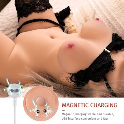 Isabella - 35.27lbs 【Electric Huge Sex Torso】 5 Vibration And 3 Suction Modes Dual Channel Realistic Doll