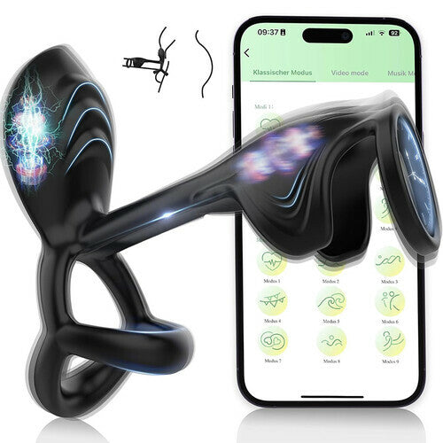 Acmejoy - Couple Use APP Control 10 Vibrating Male Silicone Penis Ring