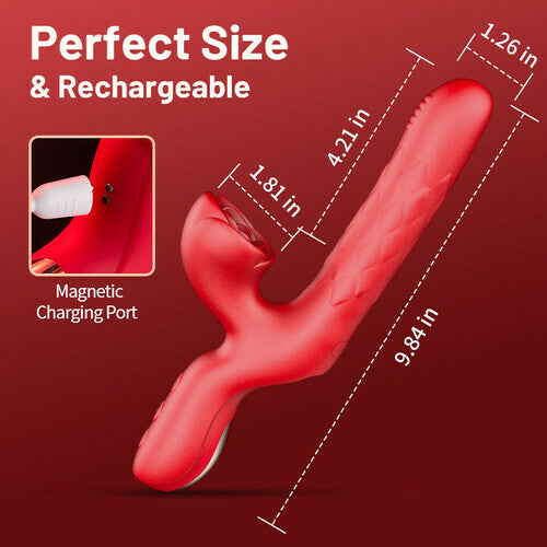 Acmejoy - 7 Thrusting Wiggling Rose Clit Stimulator G-spot Vibrator