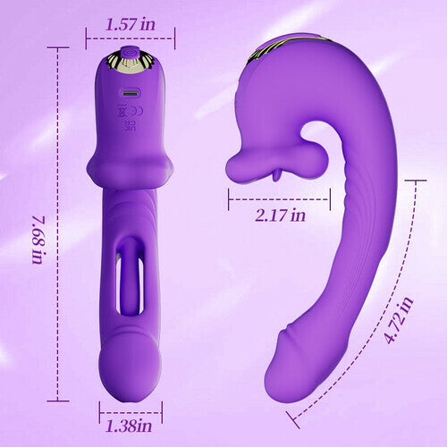 Acmejoy - Upgraded Mouth-Shaped 3 In 1 Flapping & Biting & Toungue Licking G-spot Vibrator