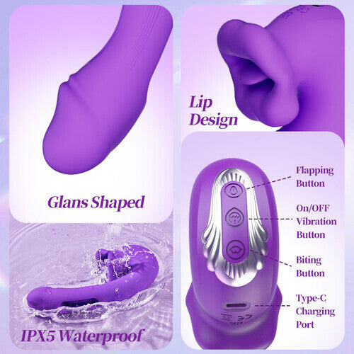 Acmejoy - Upgraded Mouth-Shaped 3 In 1 Flapping & Biting & Toungue Licking G-spot Vibrator